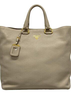 Prada Tote Gray Leather Tag